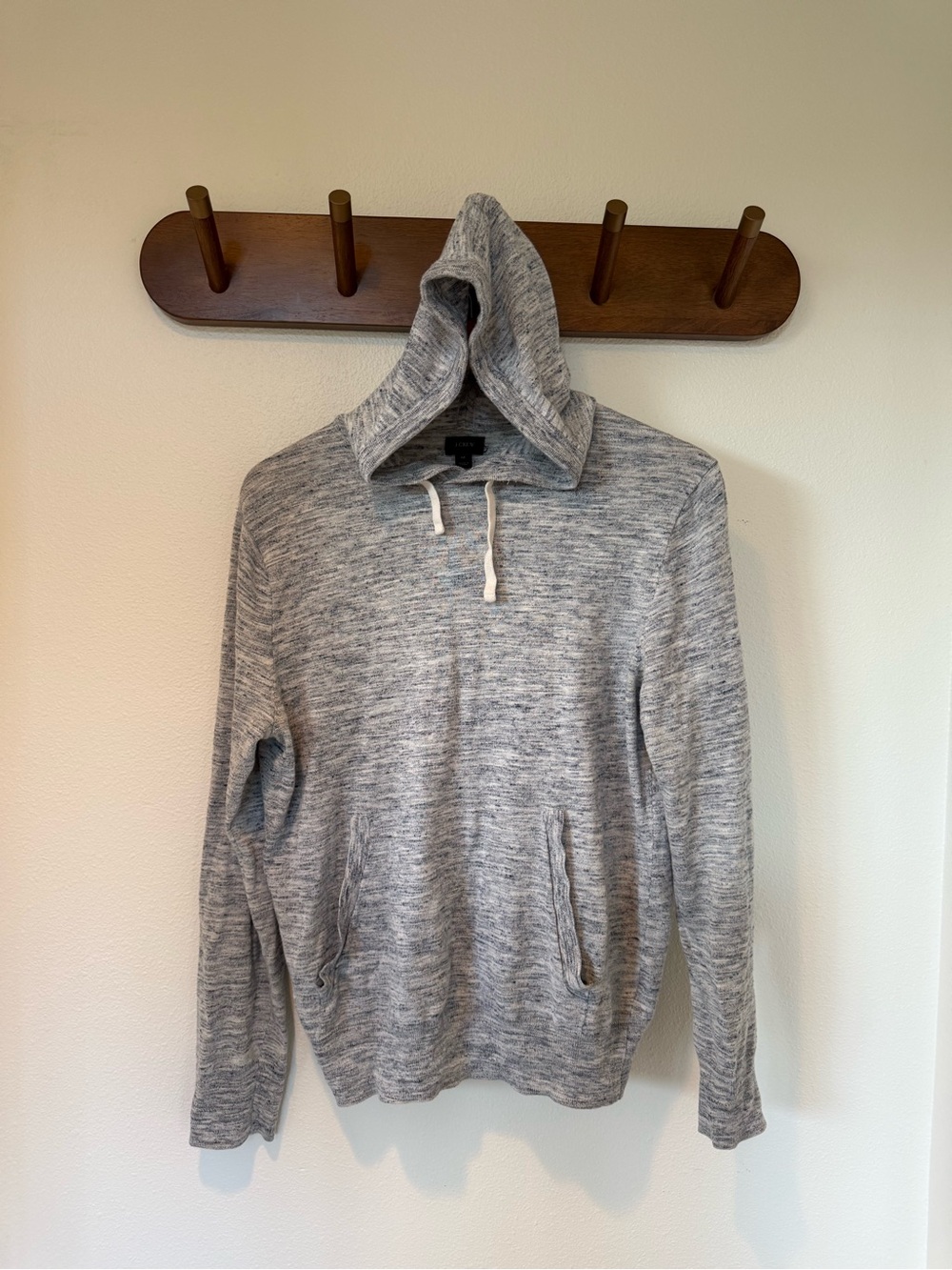 J. Crew Men's Heather Gray Hooded Pullover Sweater